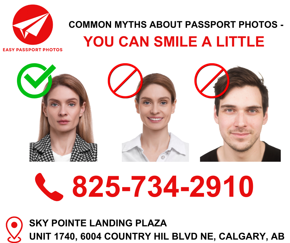 EASY PASSPORT PHOTOS. COMMON MYTHS ABOUT PASSPORT PHOTOS. YOU CAN SMILE A LITTLE